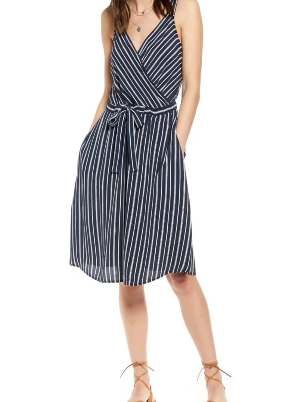 Treasure & Bond Light Viscose Black & White Summer Dress w Deep Pockets L